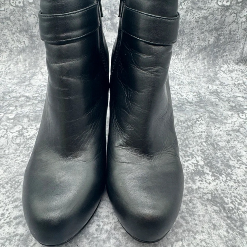 Nine West Black Leather Heeled Ankle Boots